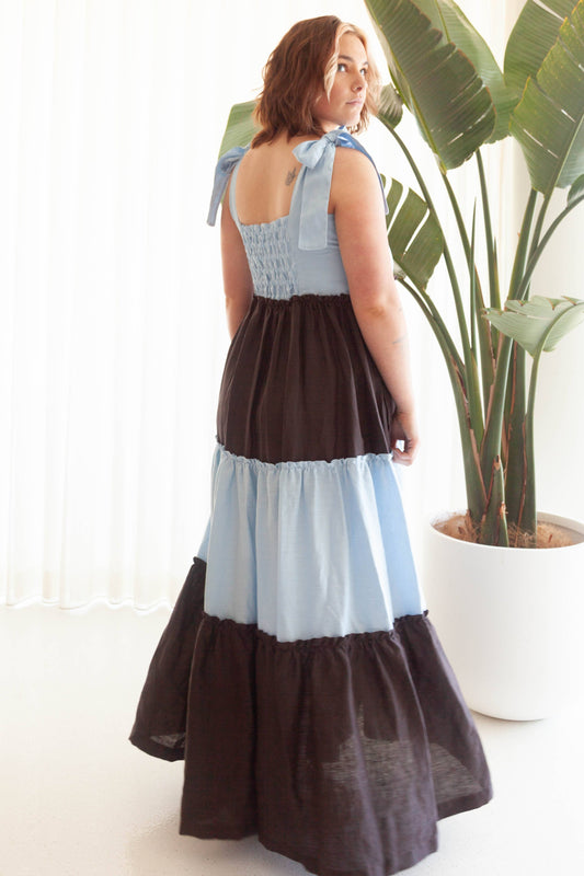Dark Slate Gray Harriet Maxi Dress - Two Toned Linen