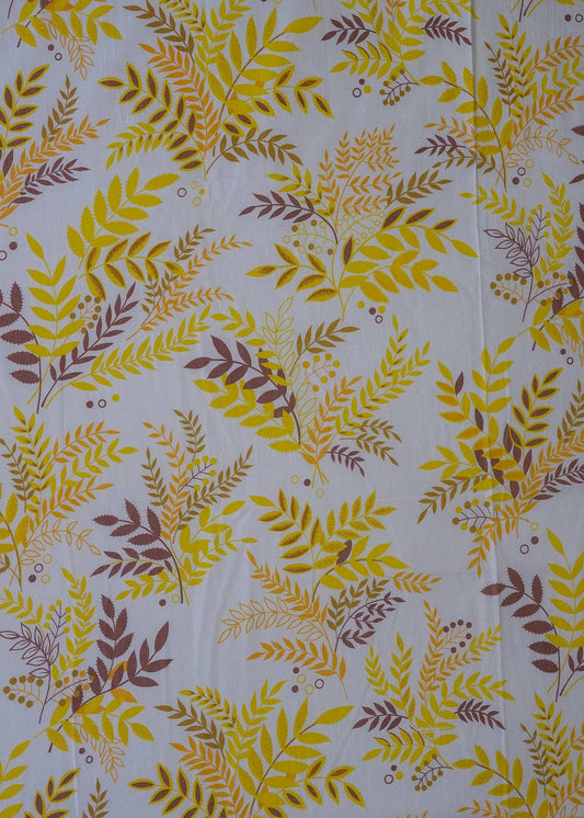 Dark Gray Fabric - Vintage Yellow and Brown Ferns