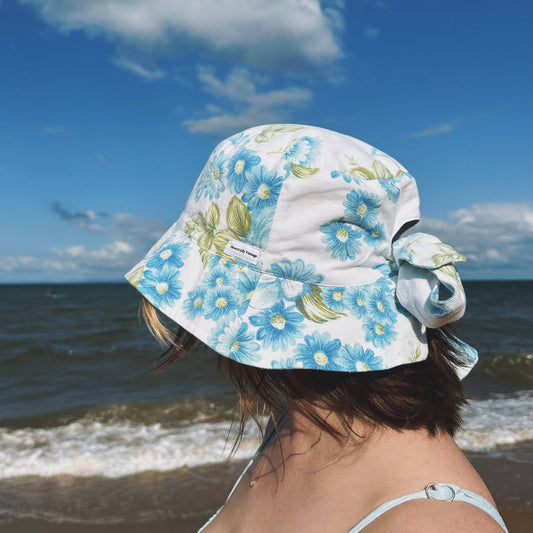 Slate Gray Bonnie Bucket Hat - Vintage Blue Blooms
