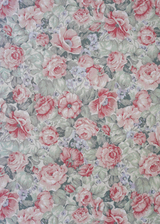 Dark Gray Fabric - Vintage Country Poppies