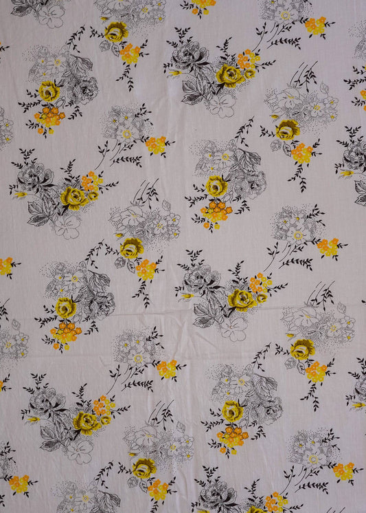 Dark Gray Fabric - Vintage Peach with Yellow Bunches