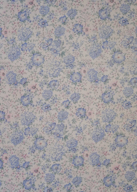 Dark Gray Fabric - Vintage Blue and Red Roses