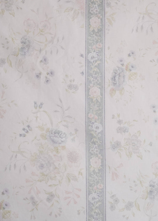 Gray Fabric - Cottage Pastel Floral Blooms