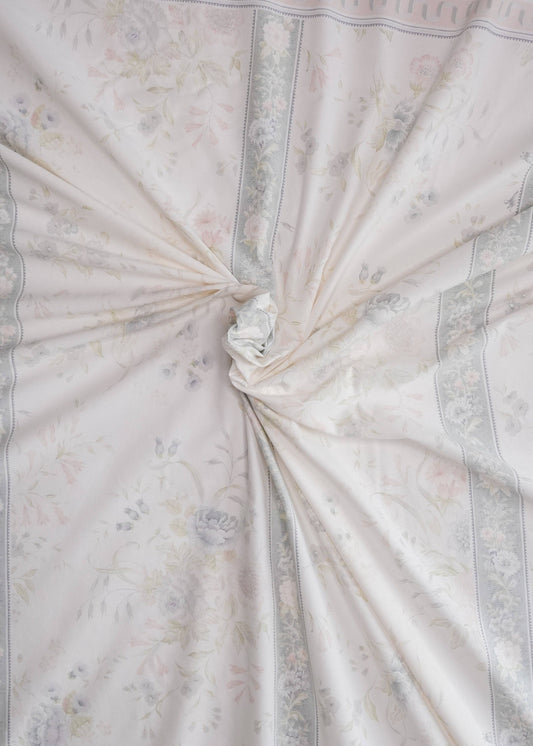 Gray Fabric - Cottage Pastel Floral Blooms