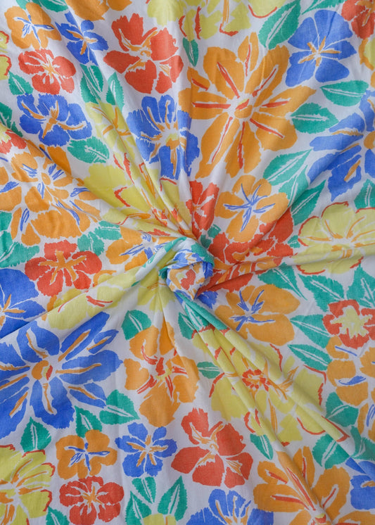 Rosy Brown Fabric - Bright Primary Blooms