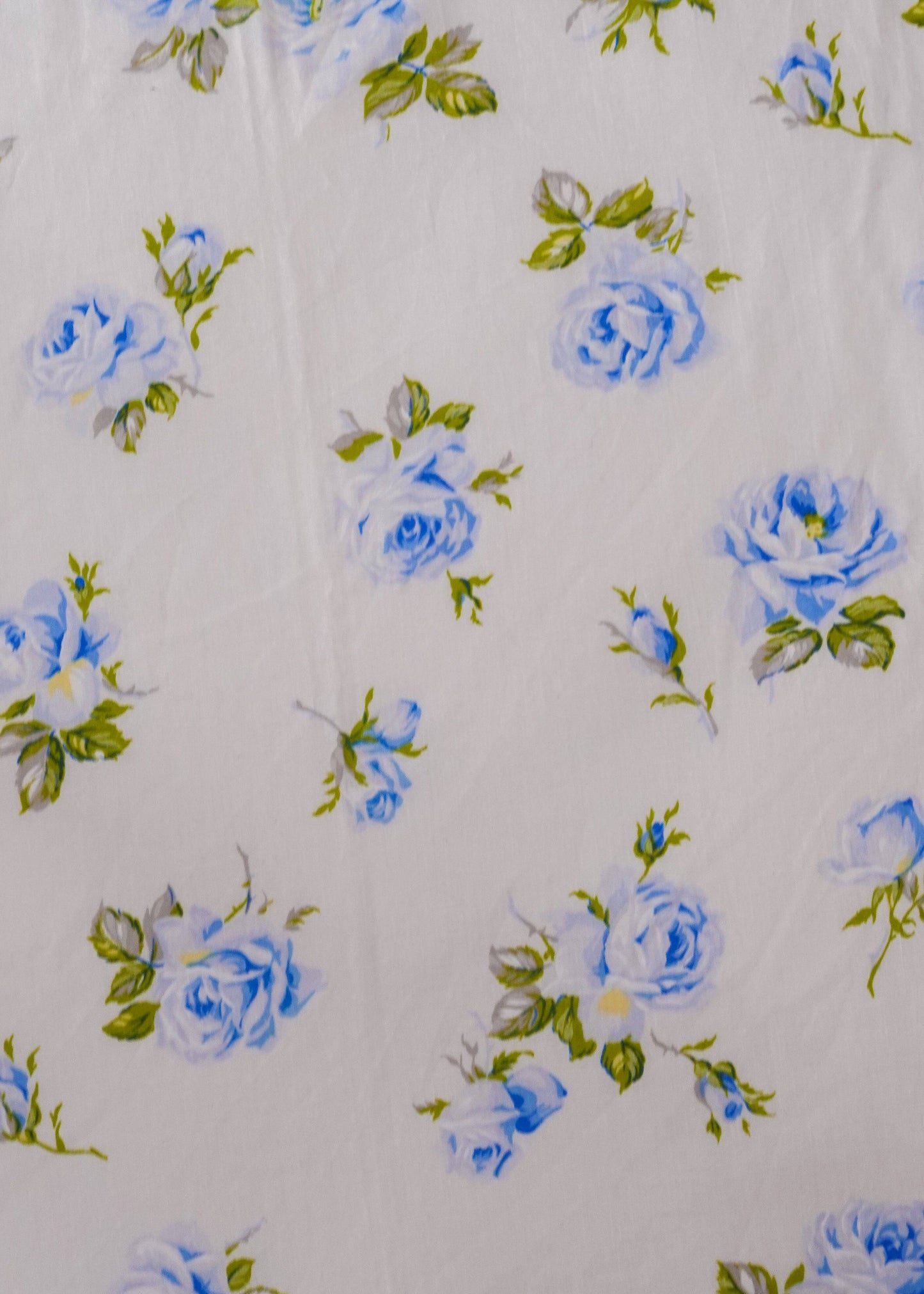 Gray Fabric - Blue Roses in Bloom