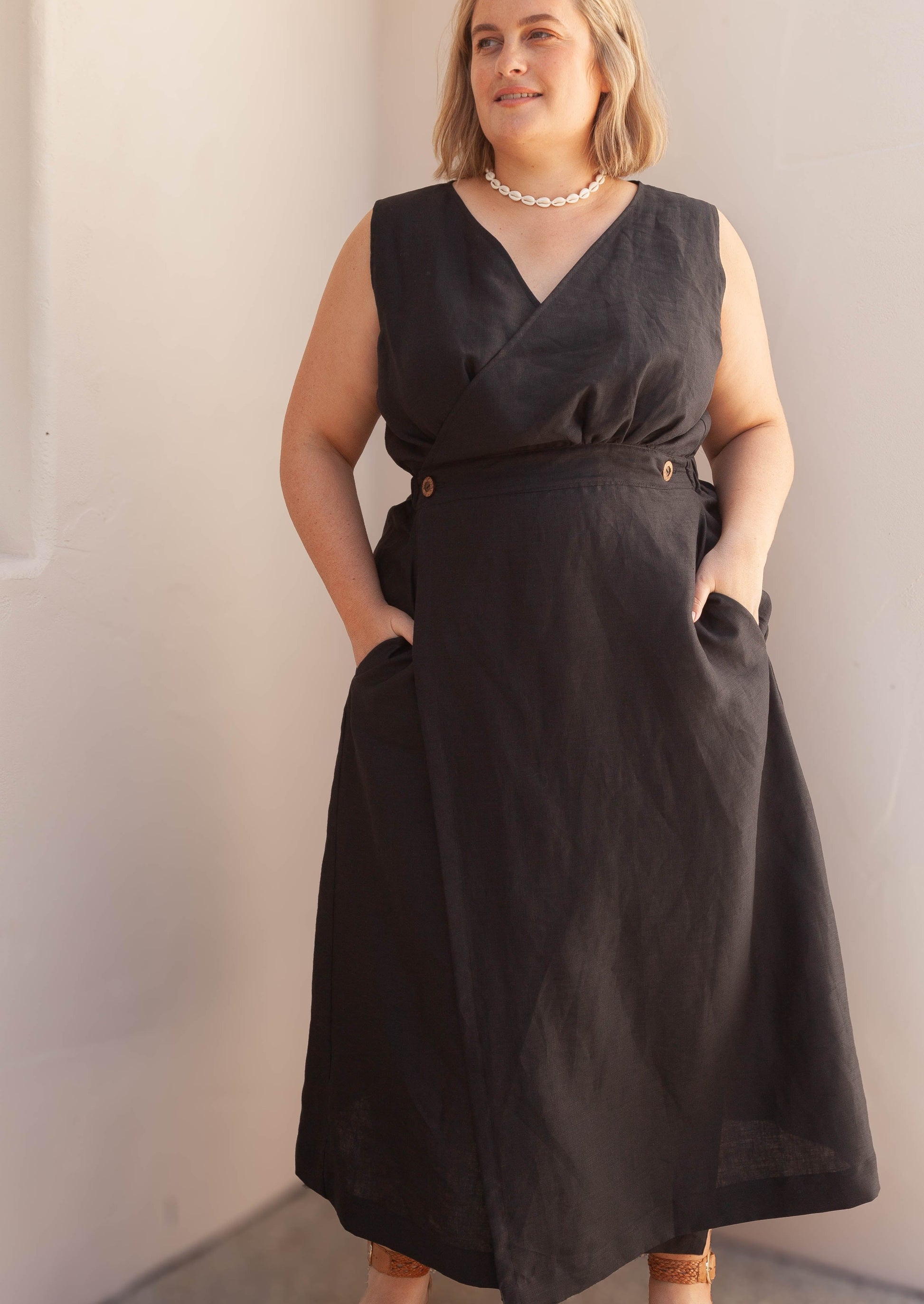 Gray Catherine Wrap Dress - Black