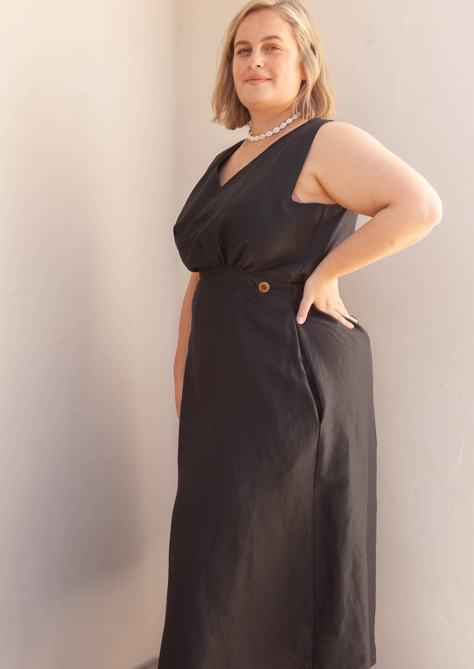 Gray Catherine Wrap Dress - Black