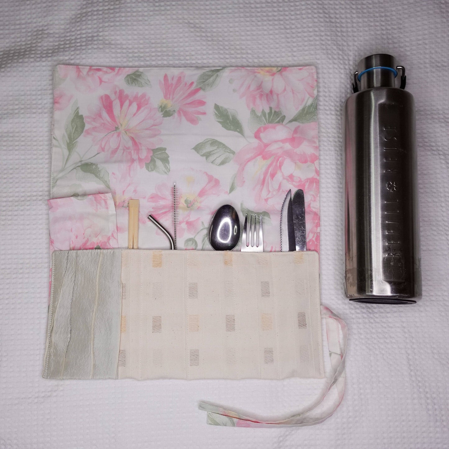 Gray Faith Utensil Holder - Pastel and Creams Patchwork