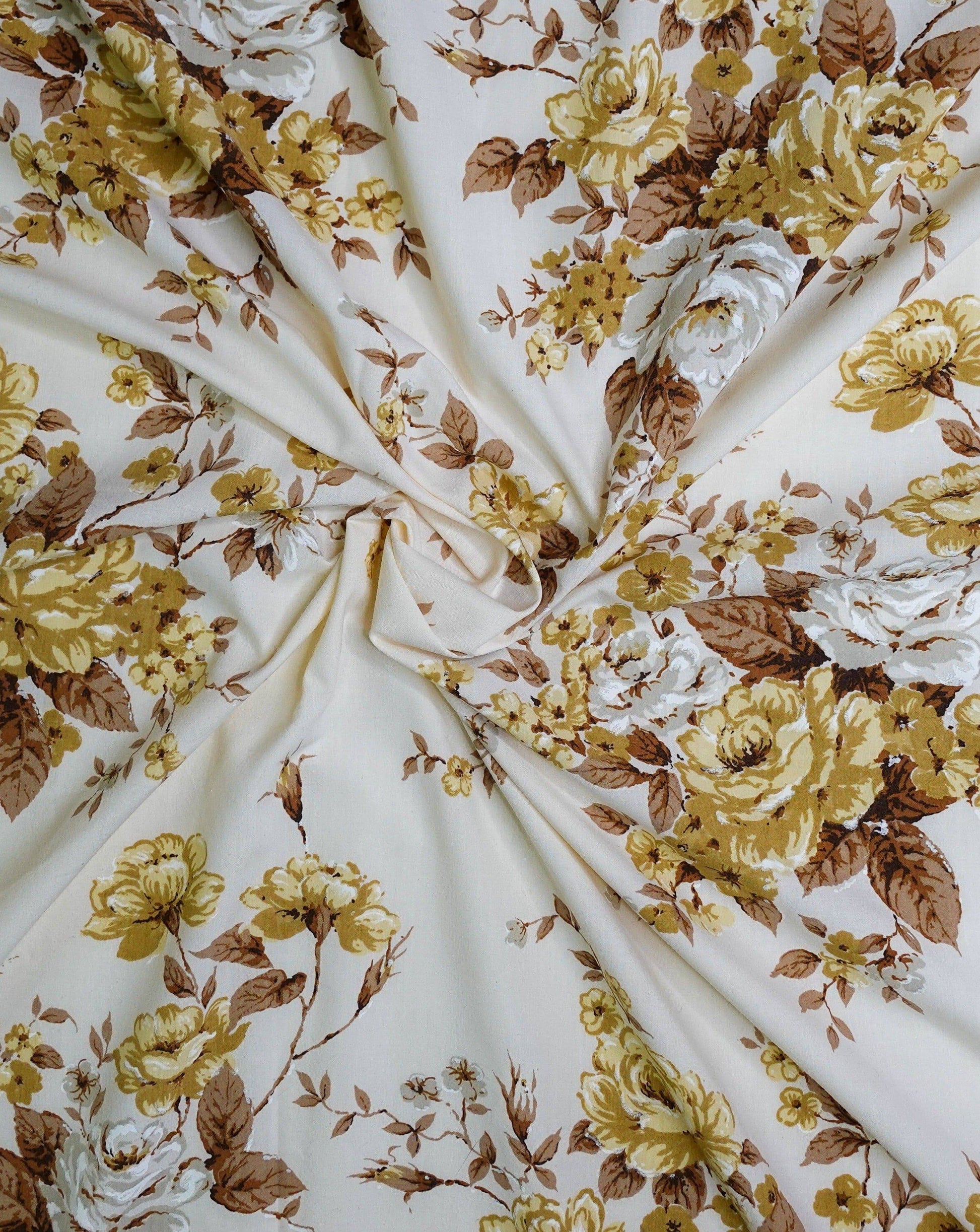 Gray Fabric - Vintage Brown Botanical