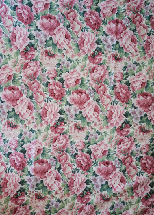 Rosy Brown Fabric - Retro Red Florals