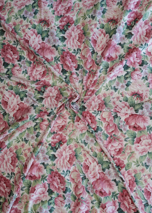 Rosy Brown Fabric - Retro Red Florals