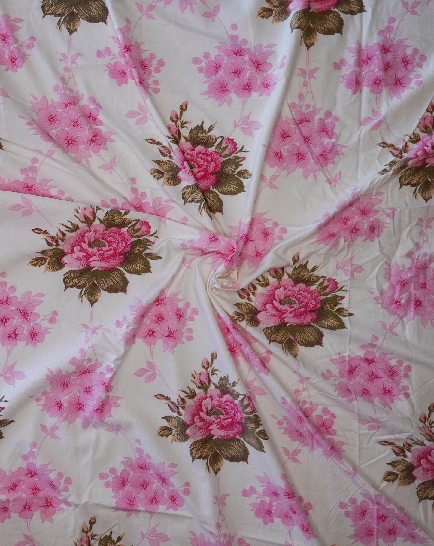 Rosy Brown Fabric - Vintage Pink Blooms