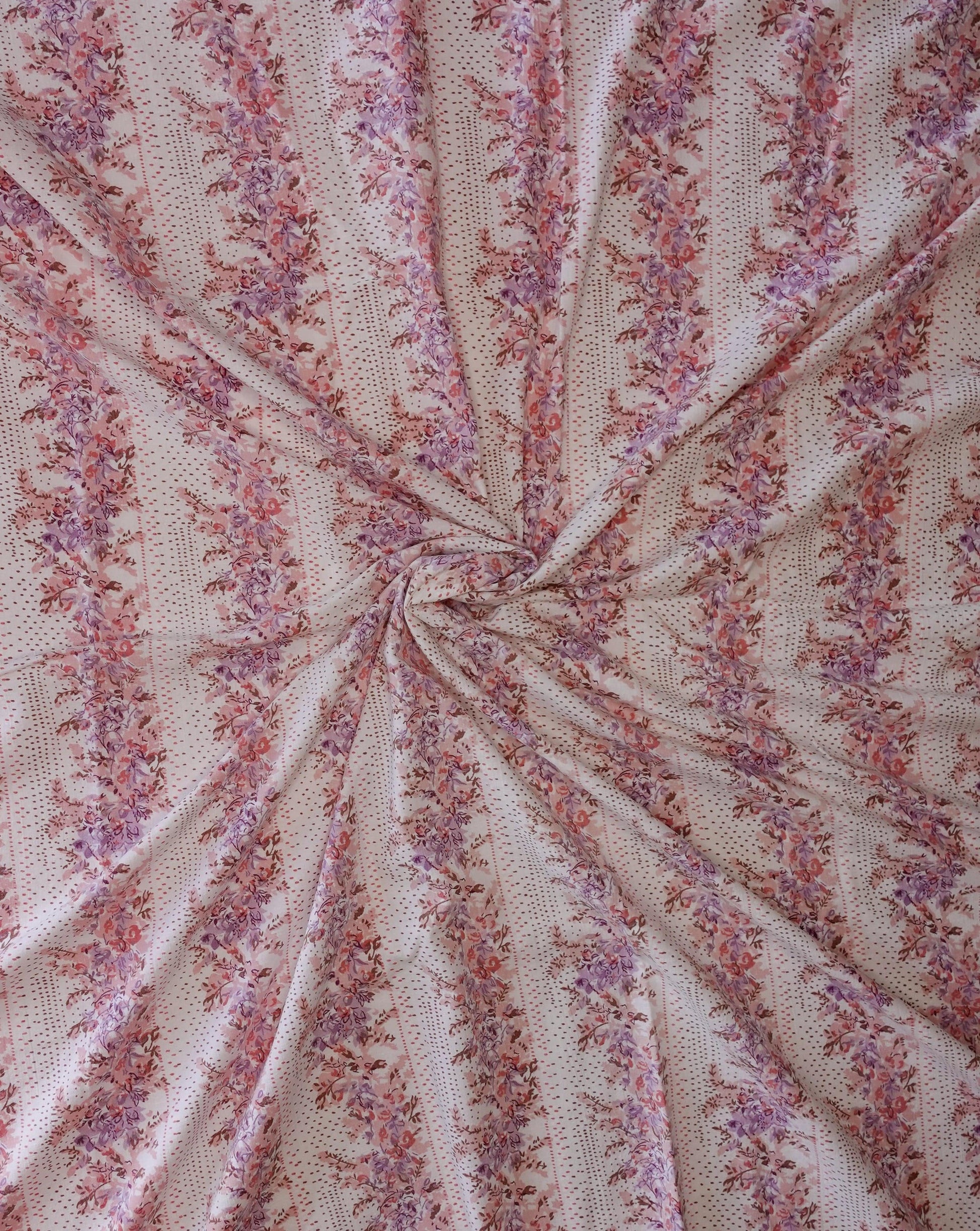 Rosy Brown Fabric - Vintage Pink Sunset Florals