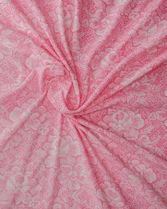 Rosy Brown Fabric - Vintage Pink Roses
