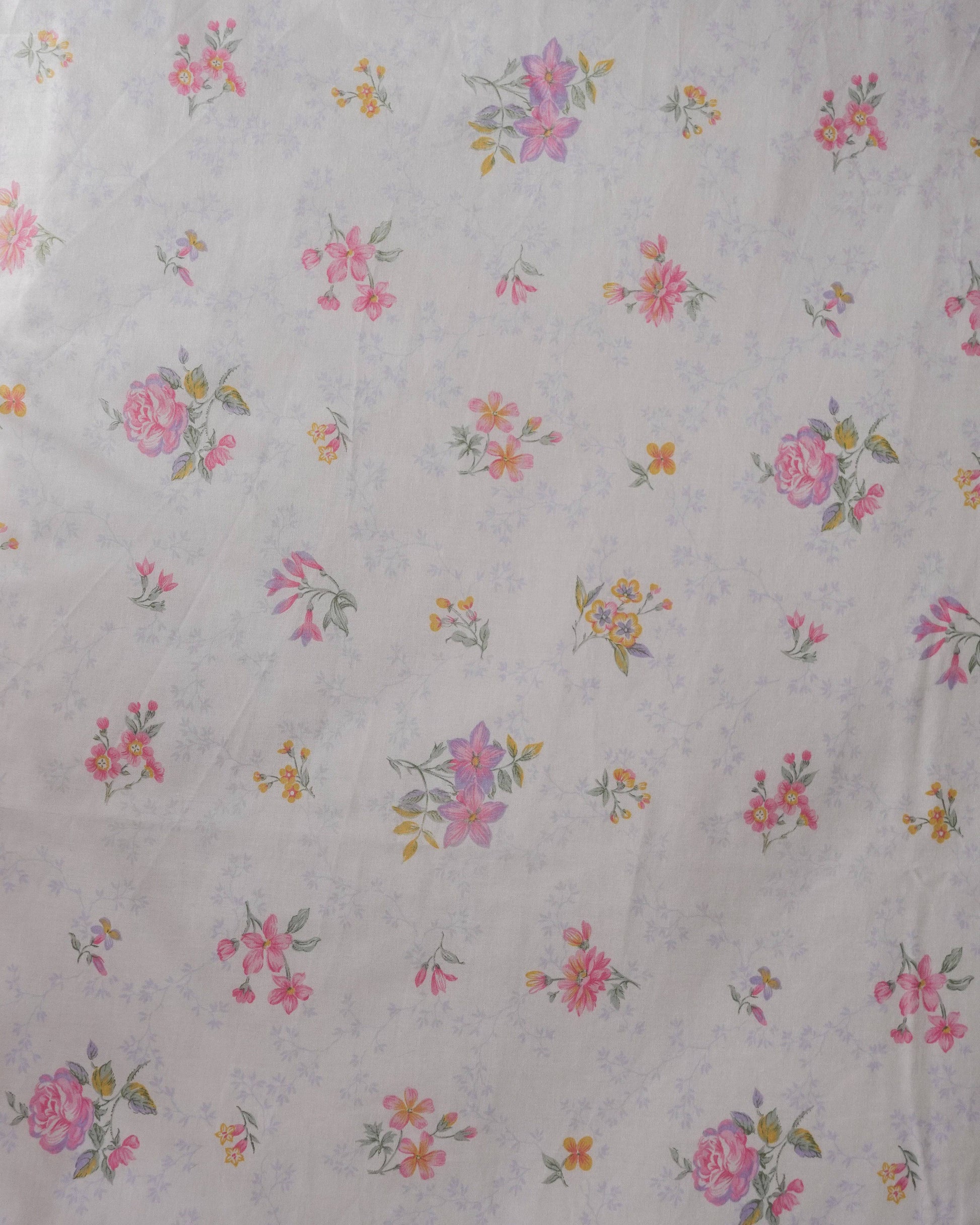 Dark Gray Fabric - Vintage Cottage Pastel Blooms