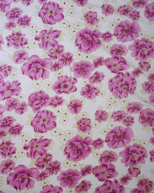 Dark Gray Fabric - Vintage Pink Hawaiian Blooms