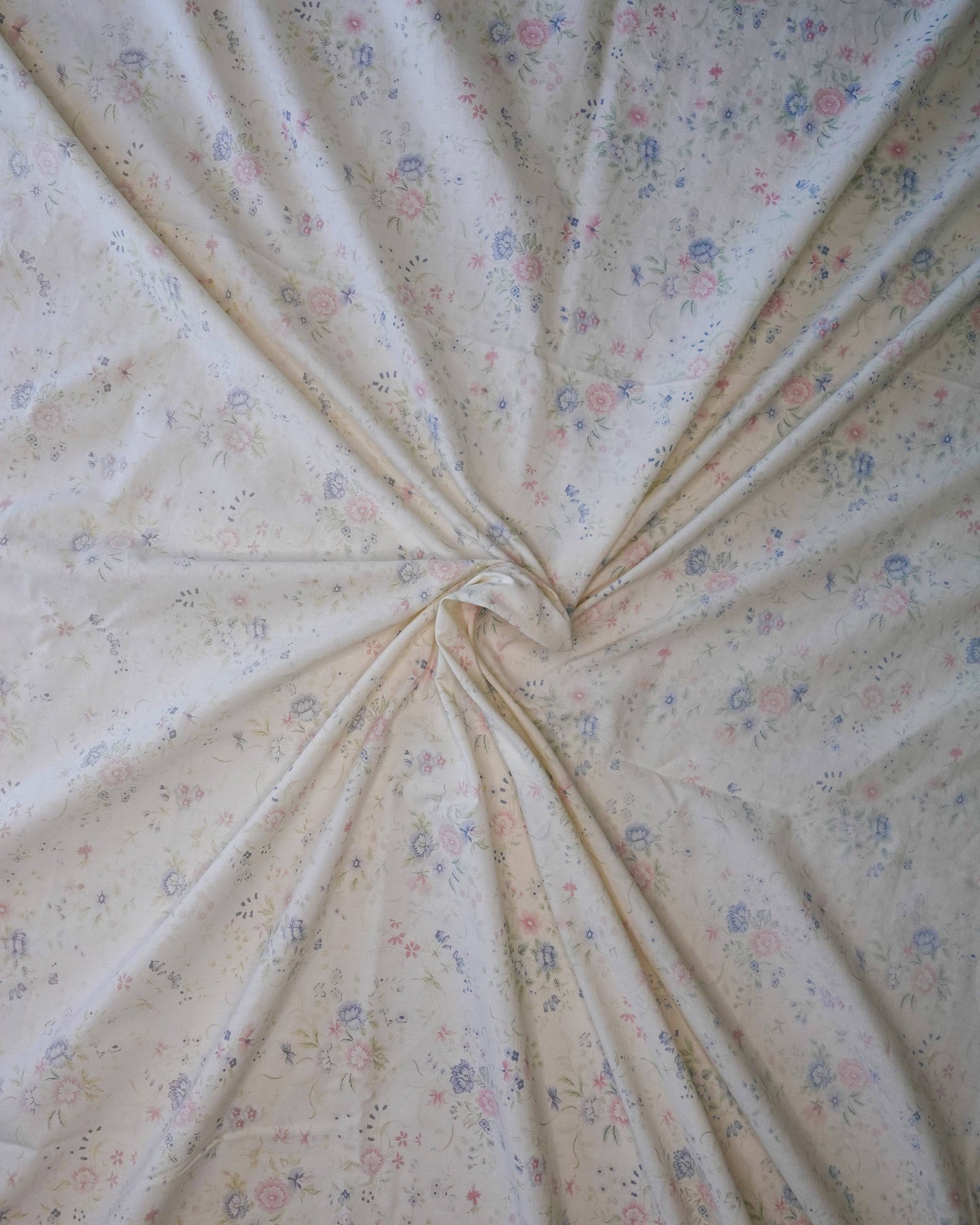 Dark Gray Fabric - Vintage Dainty Pastel Blooms